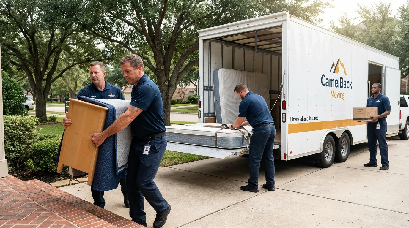 Crew loading residential truck for cross-state move from Kokomo, IN