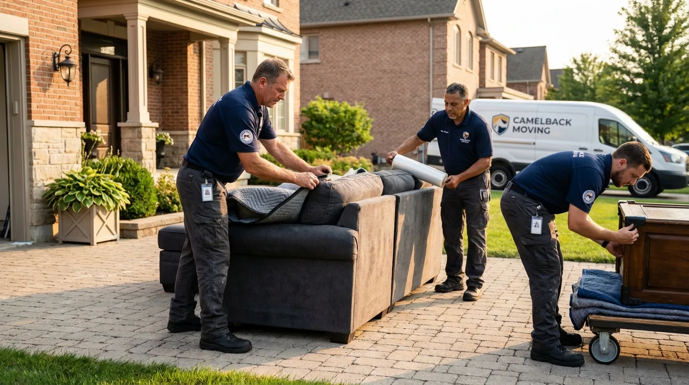 Large estate moving crew wrapping furniture in Kokomo, IN